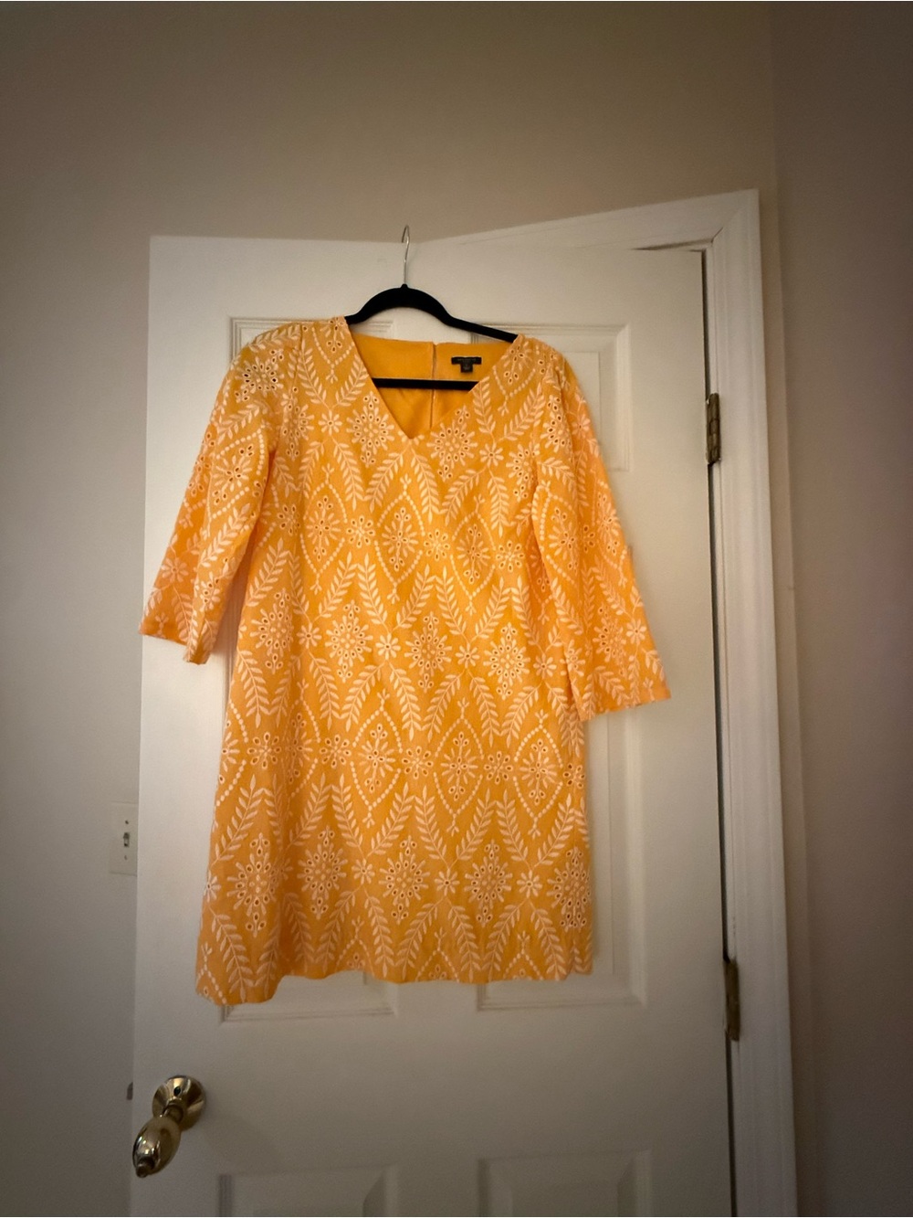 Ann Taylor Petite Mustard Yellow Floral Shift Dress